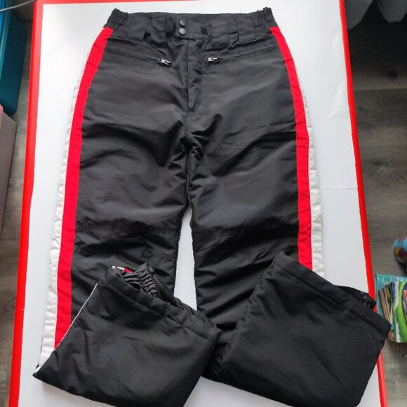 Gina Benotti winter/ski pants black with red white stripes women's size S - Picture 1 of 7